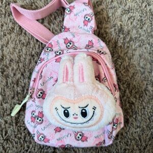 Lafufu Shoulder Bag For Kids With Plush Brooch, Pink Color